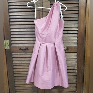 Alfred Sung One Shoulder Pink Mini Dress w Pockets Size XS/Small